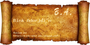 Bink Adorján névjegykártya